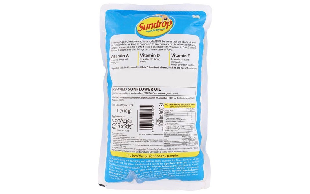 Sundrop Superlite Advanced Sunflower Oil   Pack  1 litre